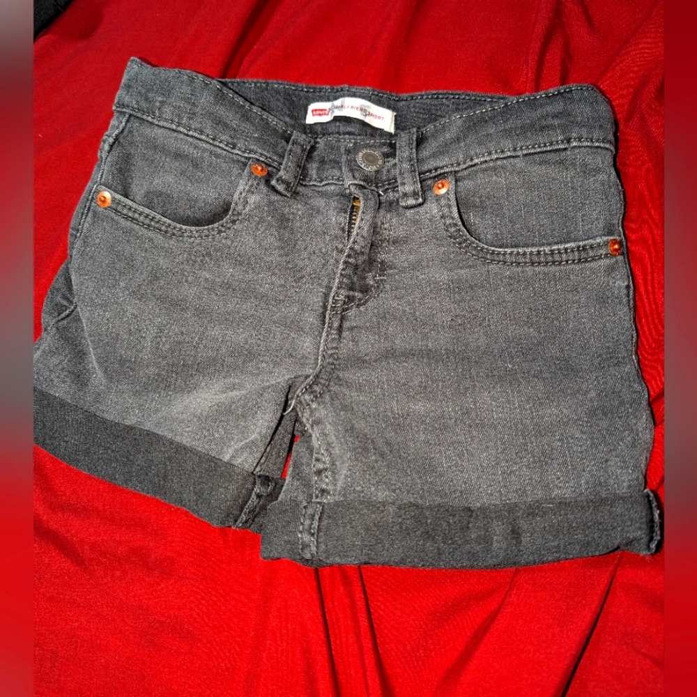 Levi's Black Denim Girlfriend Shorts
